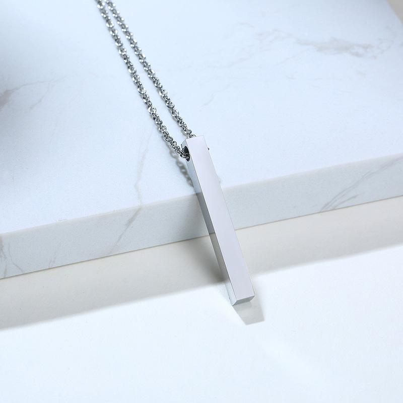 Vnox Customize Pillar Bar Necklaces for Men, Vertical 3D Stainless Steel Geometric Pendant, Simple Minimalist Casual Jewelry Blank Bar