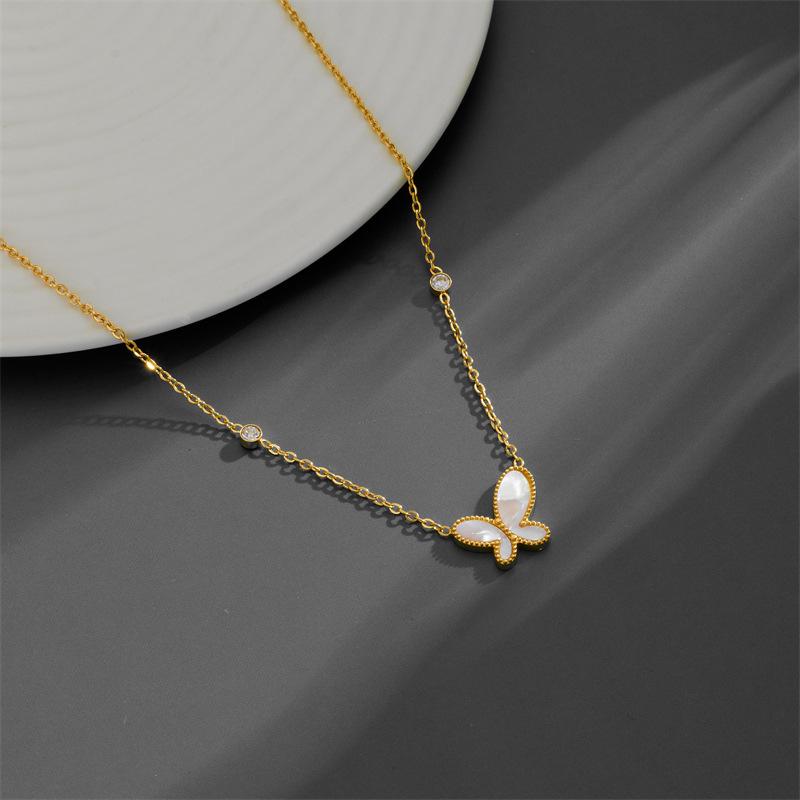 18K Gold-Plated Irregular Butterfly Diamond Necklace, Non-Fading, European & American Style Niche Design.