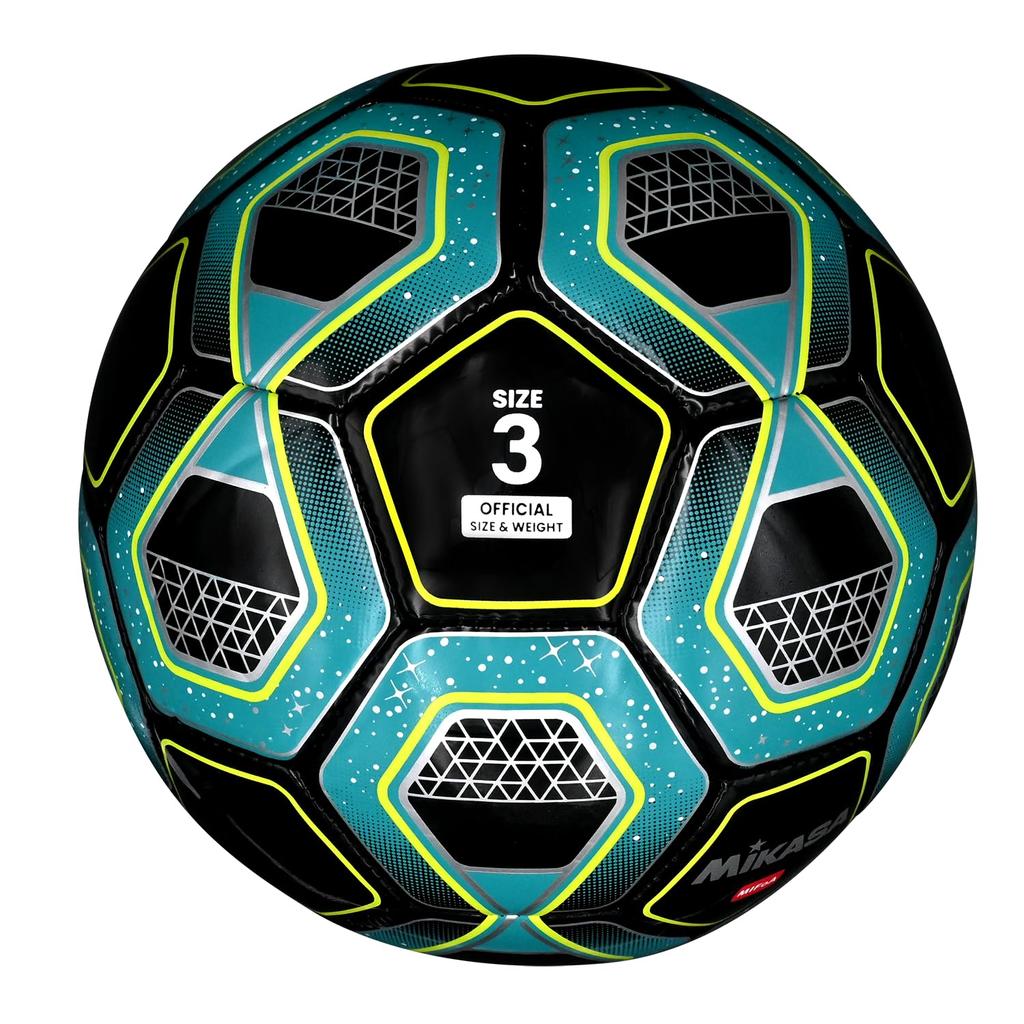MIKASA MIFoA Size 3 Soccer Ball for Elementary School and Younger F3AZ Recommended Internal Pressure Children, Black/Green, D-INBKG, 0.490 Kgf/cm²