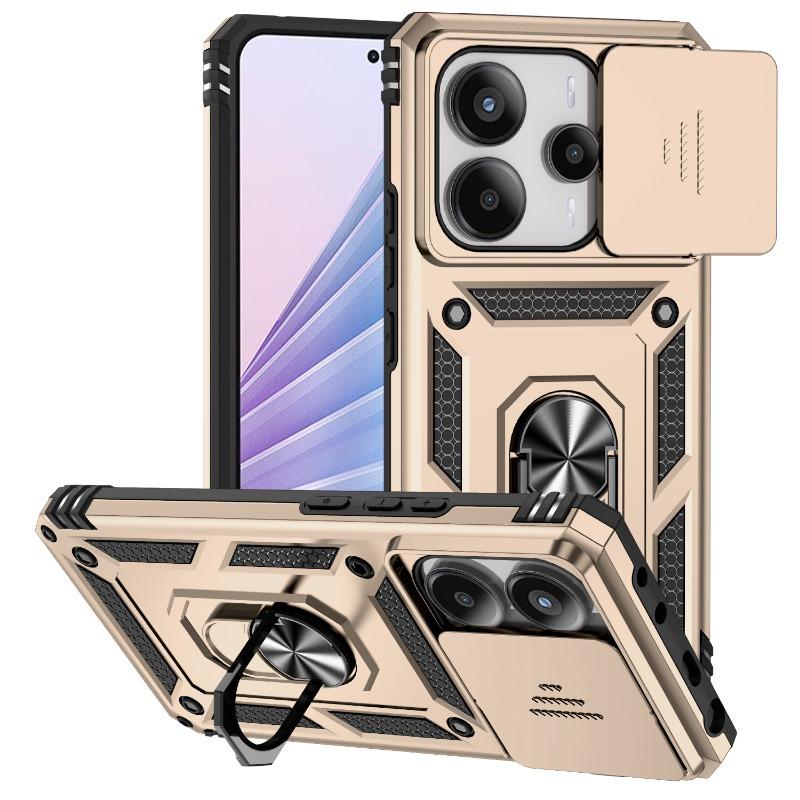 Suitable for Xiaomi Redmi Note 10 11 13 14 Pro Phone Case Car Magnetic Ring Bracket Sliding Camera Lens Armor Shockproof Case