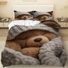 Sleeping Bear Bedding Set Cute Animal Duvet Cover, Modern Bed Cover Home Decor Single Double Queen King Full Size Beds