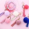 Silicone Bead Bracelet with Pom-Pom Keychain & Tassel Pendant - 2024 Women's Style