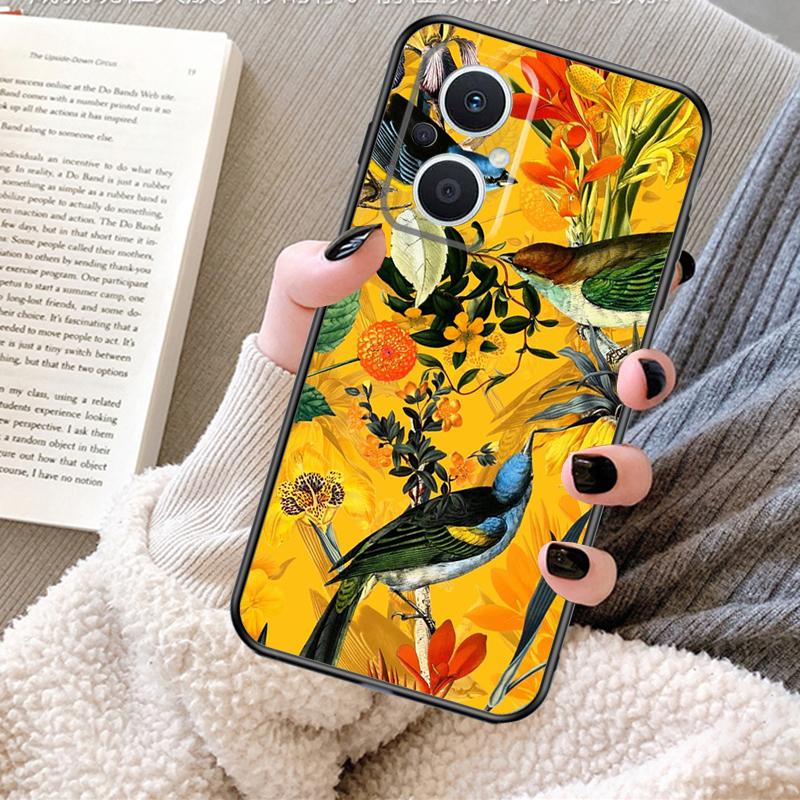 Garden Birds Vintage Tropical FLORAL Case For OPPO Reno 12F 12 13 11 F 8T 7 8 10 Pro OPPO Find X8 X6 Pro X3 X5 Lite Cover Fundas