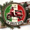 D-Flat La Dolce Vita Runde Aluminiumschild Vintage Italienisches Thema Dekoration mit Rotem Roller Design für Zuhause Küche Garten