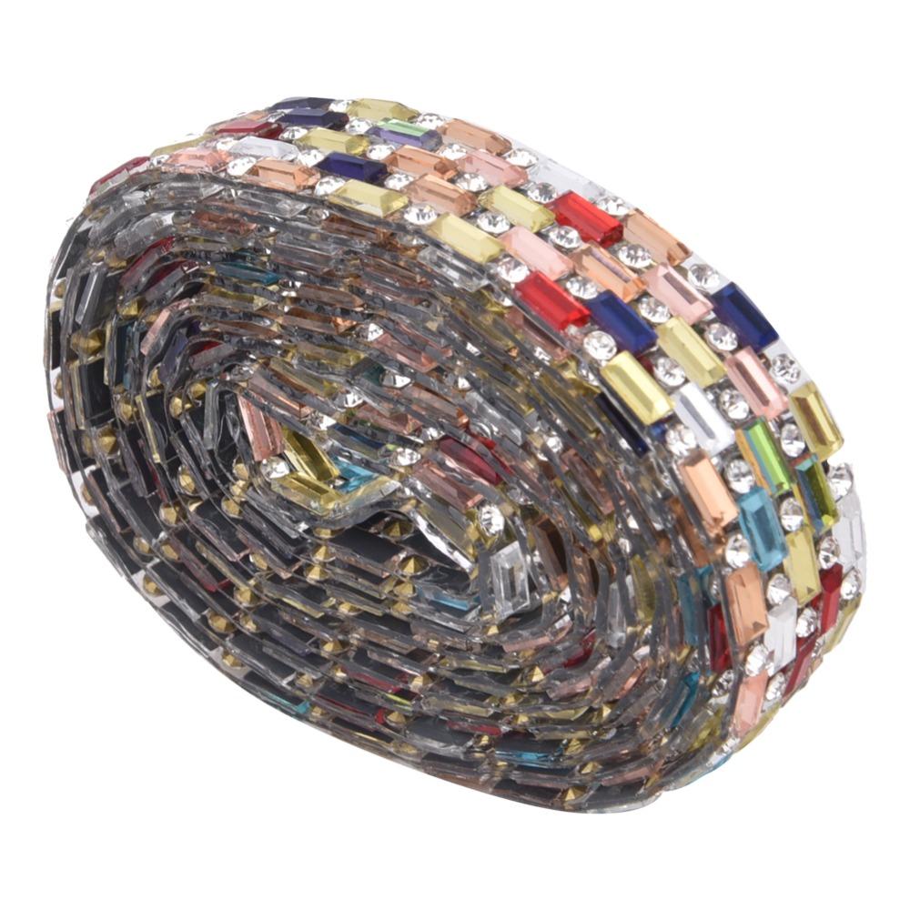 1pcs 1 Yard Length Rhinestone Chain Ribbon 1.4cm Wide Hotfix Rhinestone Ribbon DIY Crafts