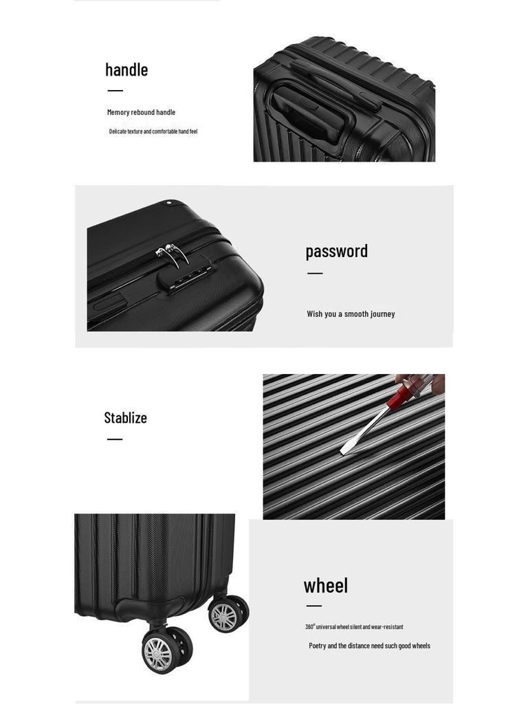 20-Inch Fixed Spot Corner Protector Trolley Luggage – ABS Travel Suitcase Bag with Printed Logo, Ideal As a Business Gift.