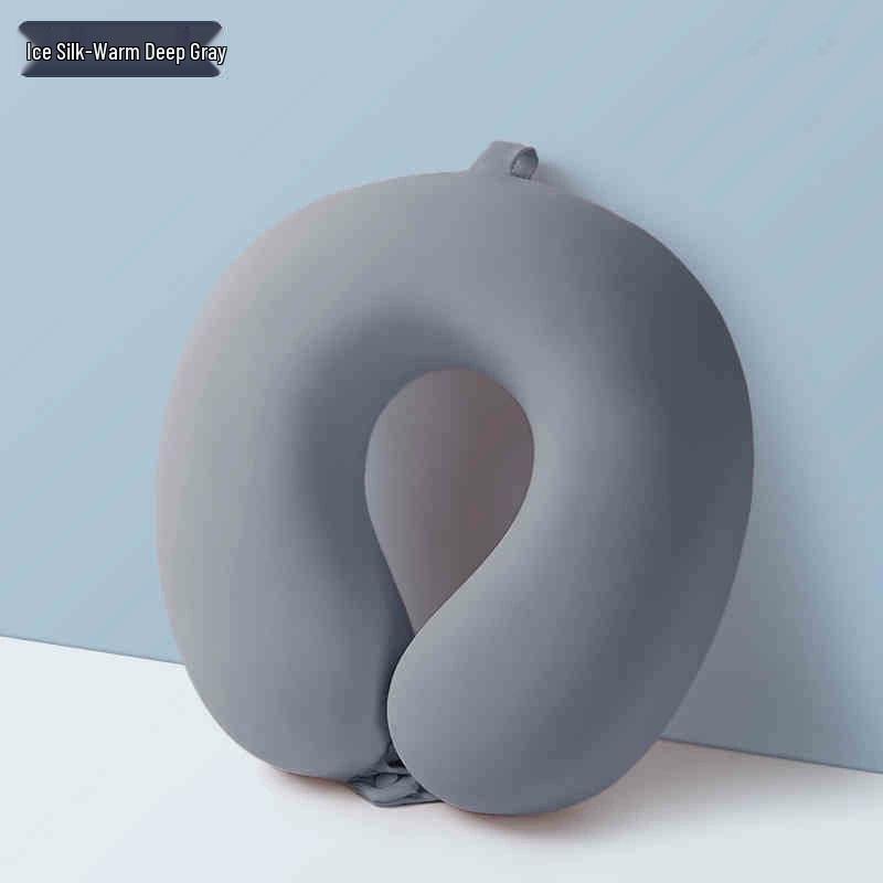 Ice Silk Memory Foam U-Shaped Neck Pillow: Customizable, Slow Rebound, Portable Headrest for Office Naps and Travel