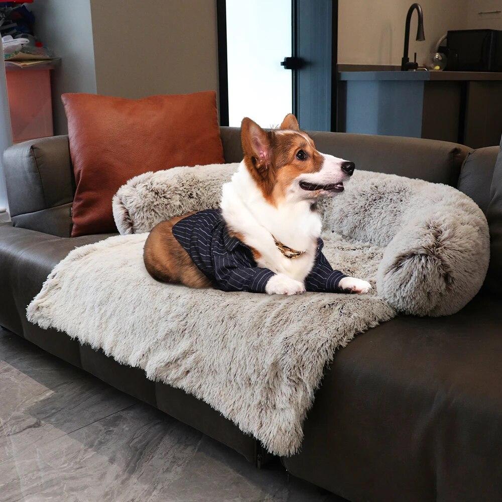 Large Round Comfortable Plush Kennel Plush Blanket Dual-use One Pet Kennel Dog Sofa Bed Pet Supplies Washable Soft Warm Nest Bed