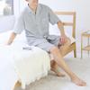 Gunze Acedron Short Length Crepe Gray Men's Pajamas, Sleeve, 5/8 Pants,