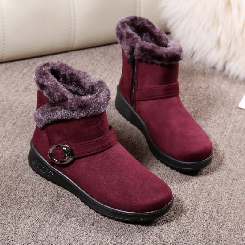 Dame Vinterstøvler Semsket Ankel Snøstøvler Kvinne Varme Fôr Plysj Innersåle Komfortable Botas Mujer Flate Sko Kvinne