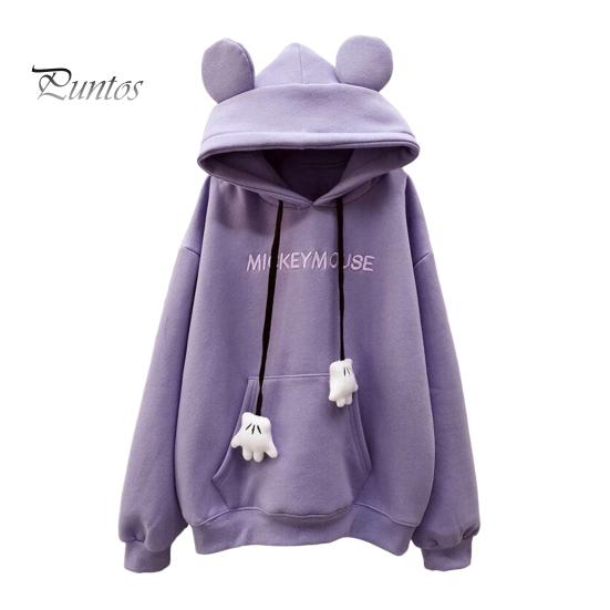 

Осень-зима Женская толстовка с капюшоном с рисунком в виде руки, завязками на ушах, толстыми накладными карманами, свободными длинными рукавами, теплый топ с вышитыми буквами S