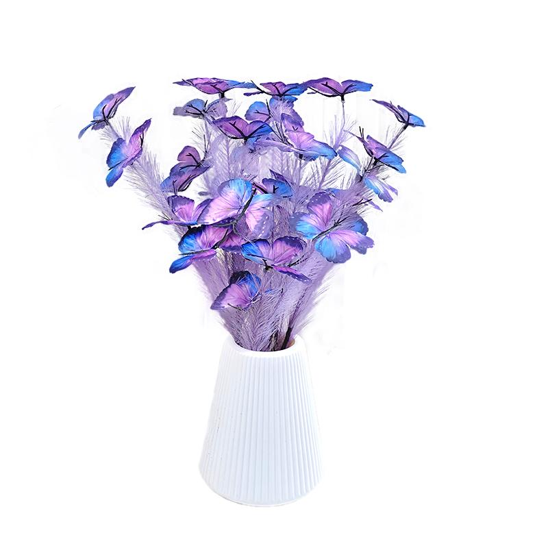 1PC Bouquet Home Party Plastic Decorative Simulated Butterfly Ornament Fabric DIY Artificial Flower Wedding 3 Colors