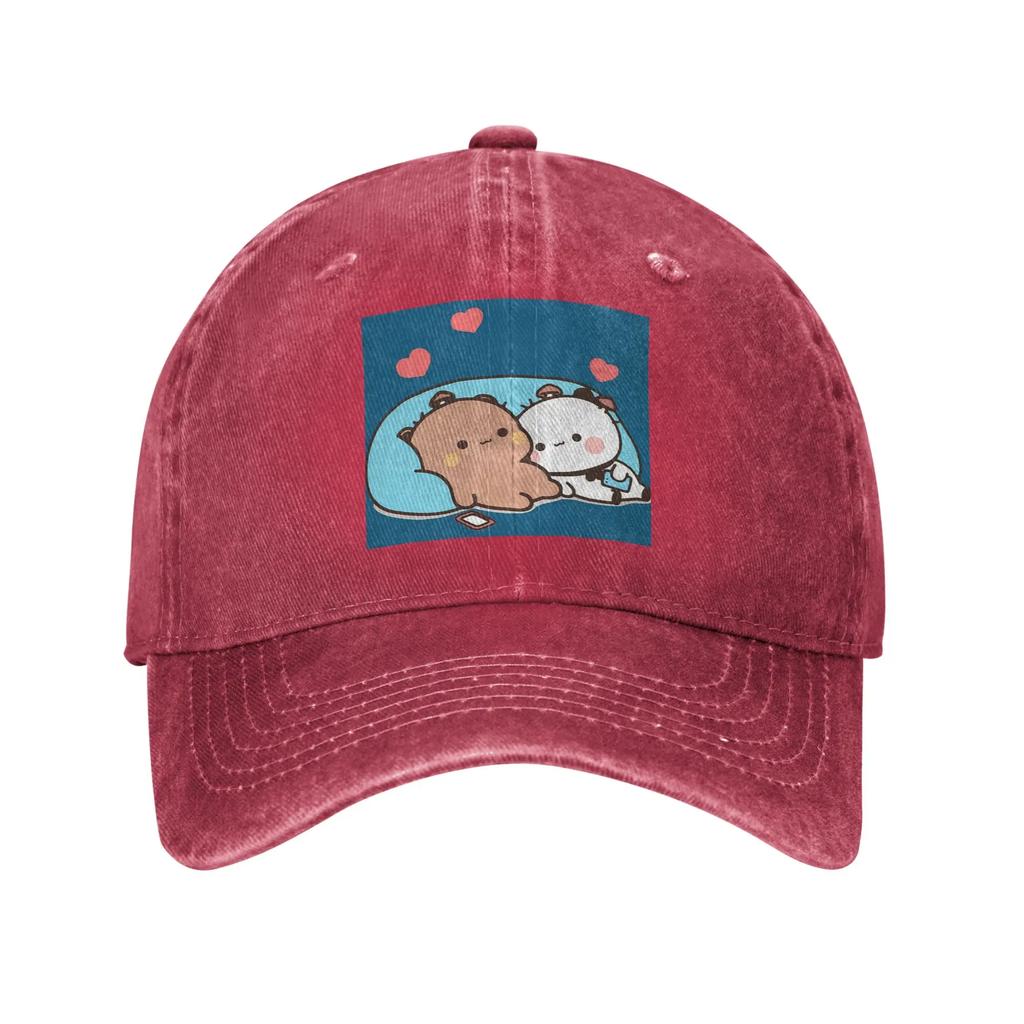 Bubu Dudu Panda Bears Cartoon Washed Denim Cap Casual Baseball Caps Adjustable Hat Summer Unisex Baseball Hats