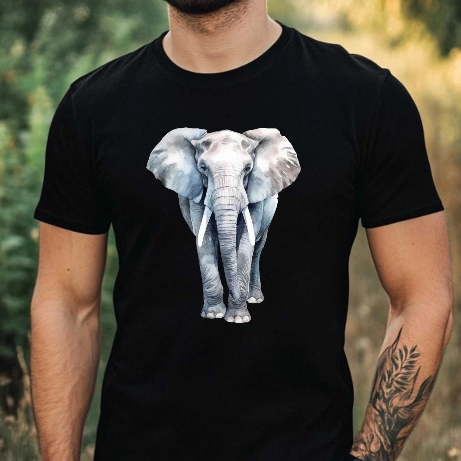 T-Shirt Herren Elefant Motiv Baumwolle Größe XS bis 5XL M