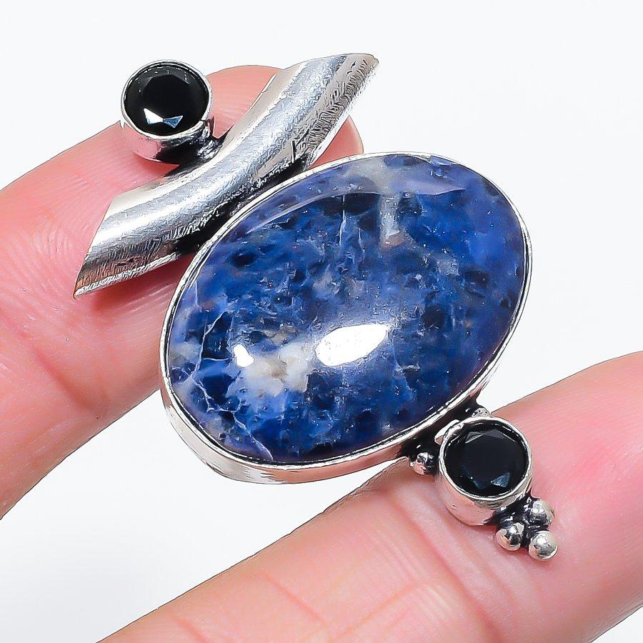 

Натуральный содалит, драгоценный камень шпинель, ювелирное изделие из стерлингового серебра 925 пробы, кулон 1,85 r3a33