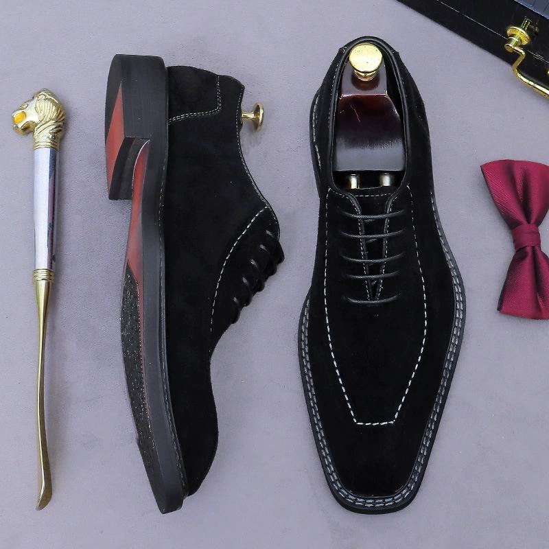 Mode Britischer Stil Echtes Leder Kuhveloursleder Oxfords Schuhe Elegant Gesellschaftlich Männlich Hochzeit Business Kleiderschuhe