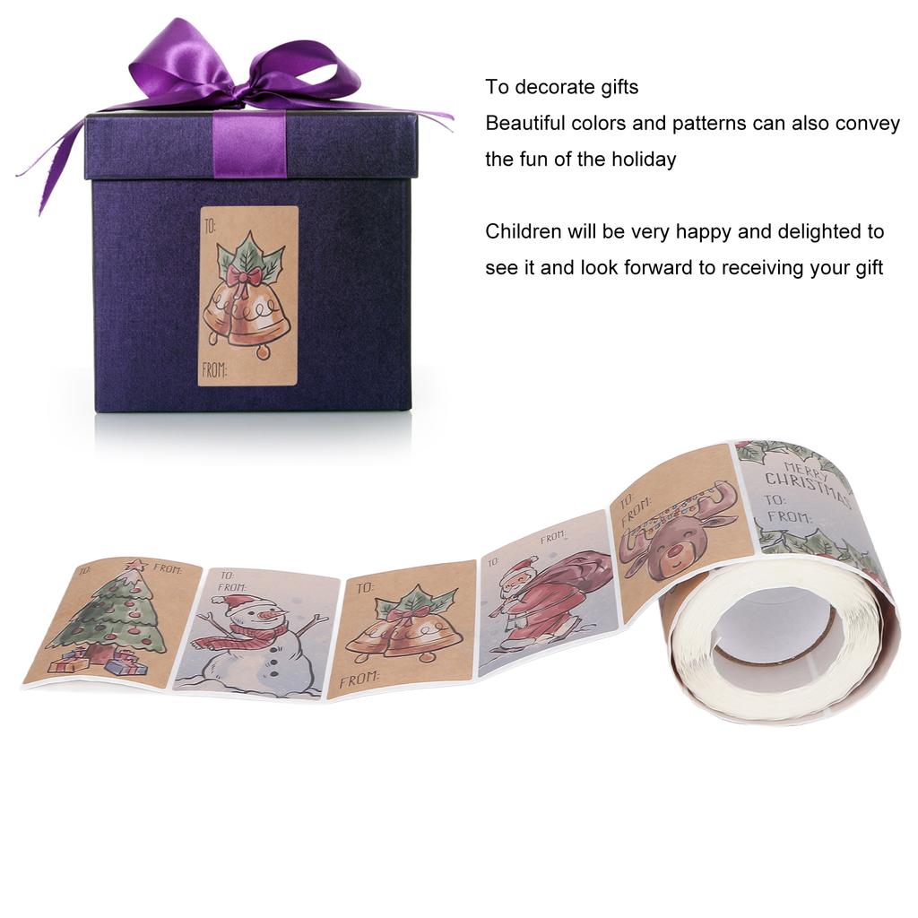Christmas Sticker 6 Designs 250 Adhesive Xmas Decorative Labels for Cards Gift Envelopes Boxes