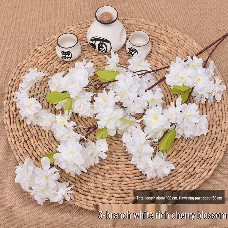 Silk Cherry Blossom Branch Artificial Vine: Floral Decoration for Weddings and Indoor Spaces