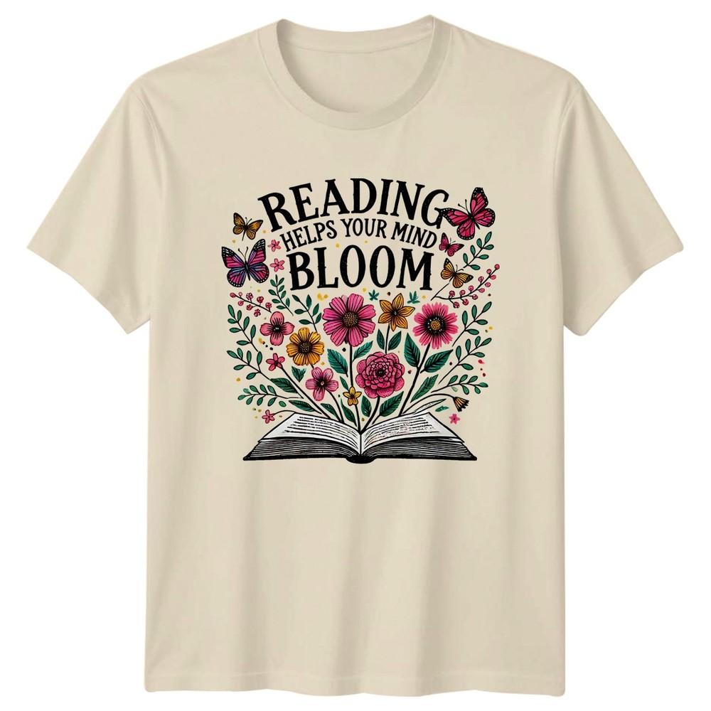 Reading Helps Your Mind Bloom Unisexs TShirt Floral Books Birthday Gift For Her