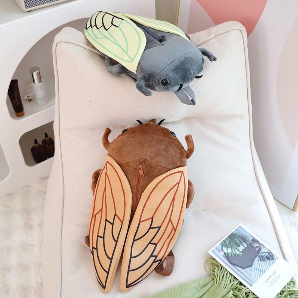 Soft Toy Cicada Plush Doll Backpack Zipper Design Beetle Mini Knapsack Bags Girls Boys Gifts