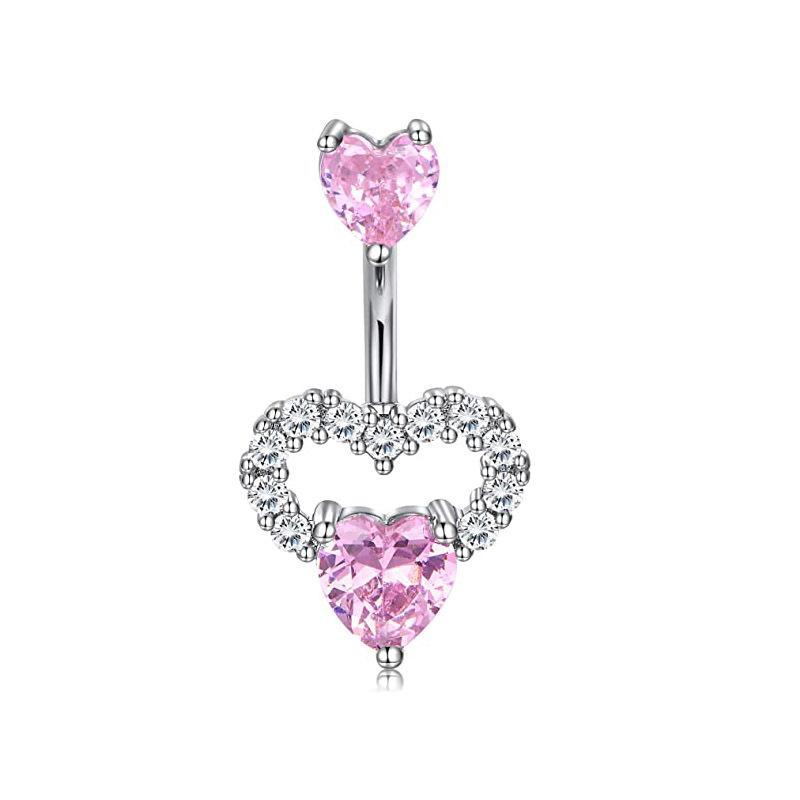 Anello Ombelico a Forma di Cuore Ornamento Goccia d'Acqua 14G Bilanciere Piercing Ombelico Pendente Belly Nombril Piercing Gioielli Donna