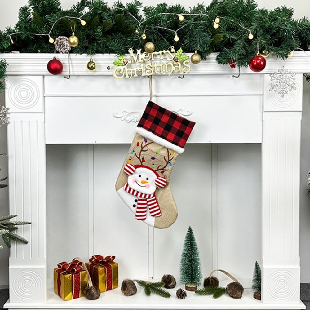 Gifts Elk Bear Christmas Socks Snowman Cartoon New Year Socks Gift Bags for Fireplace