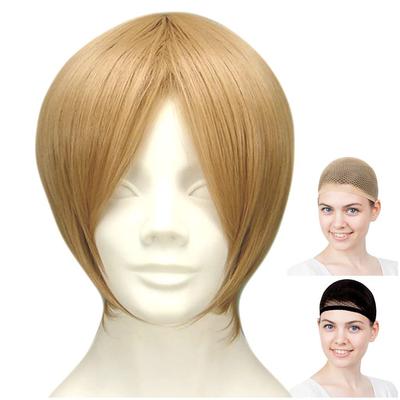 פאה לקוספליי Case Eden, קצרה, 30 ס"מ, עמידה בחום, חום בהיר, כוללת 2 רשתות לפאה