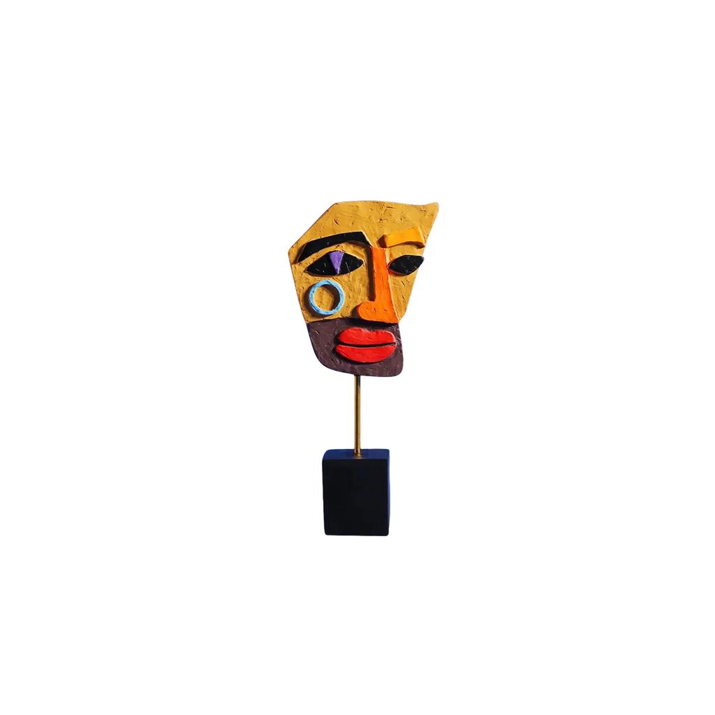 Abstract Human Face Colorful Distorted Statue Suitable For Cafe Shop Home Ornaments Resin Crafts