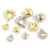 2 PCs Brass Charms Gold Plated Heart Shell Charms Pendants For DIY Necklace Bracelet Earrings Jewelry Making Findings
