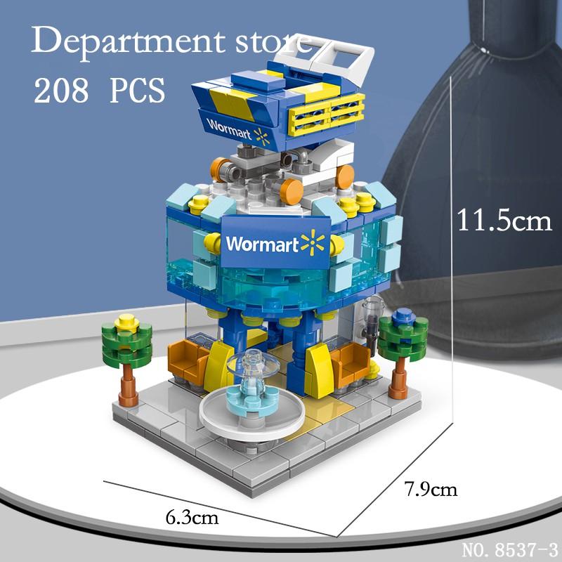 208pcs Mini City Street View Building Blocks McDonald's House Model Building Blocks Compatible with Children's Educational Toys