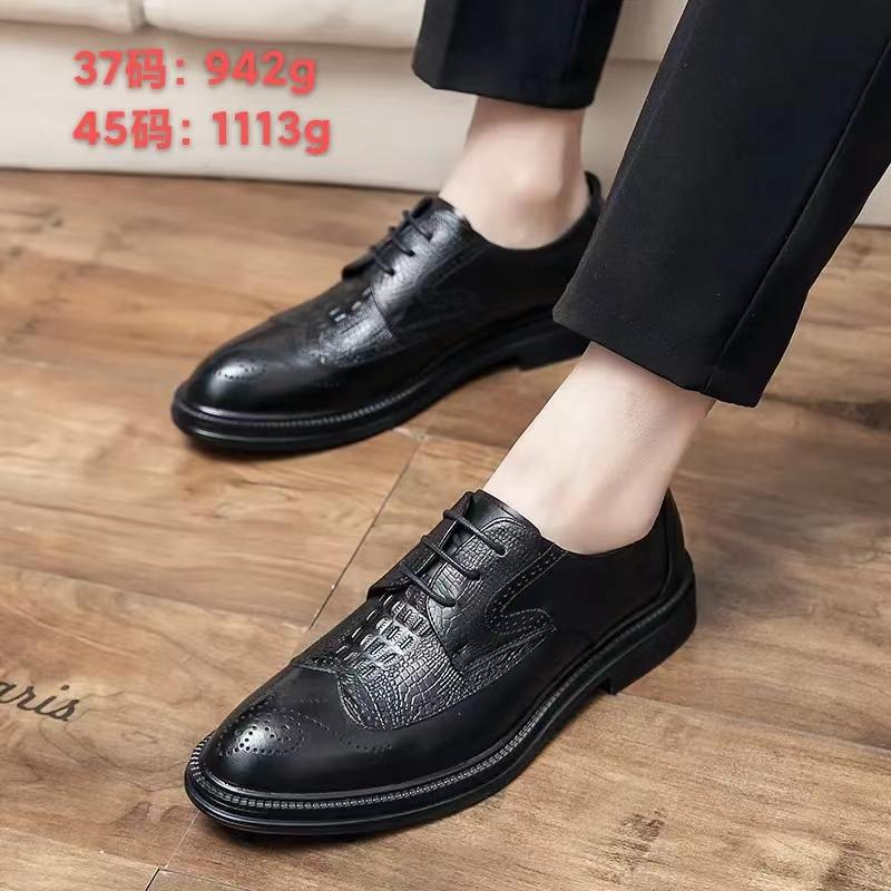 Trendy leather shoes men's polished pointed small leather shoes spring and autumn formal men's shoes foreign trade large size lace-up business leat