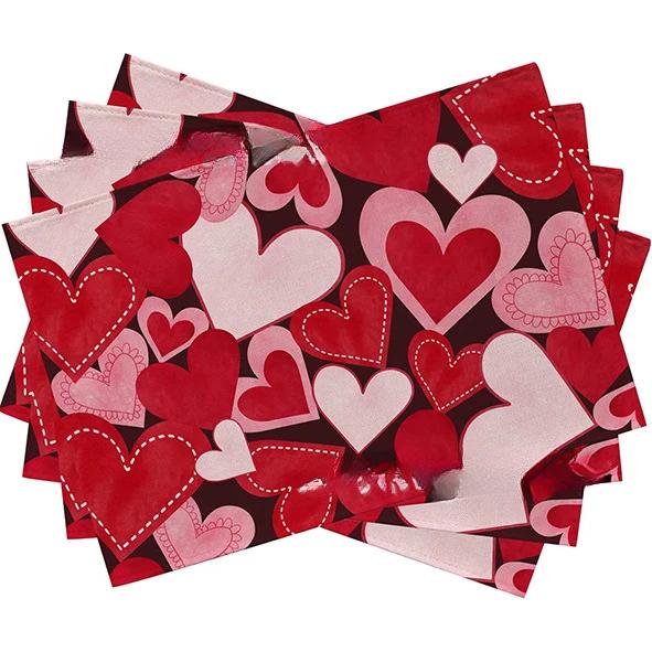 

Valentine s Day Love Hearts Table Runner/Placemats Vintage Heat-Resistant Dining Table Place Mats Home Kitchen Accessories New 30x45cm&4pcs