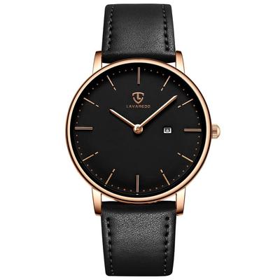 Datum Quarz Leder Schwarz [BEN NEVIS] Herrenuhr, Einfach, Stilvoll, Dünn, Lässig, Display, Wasserdicht, Analog, Uhr, Armband,