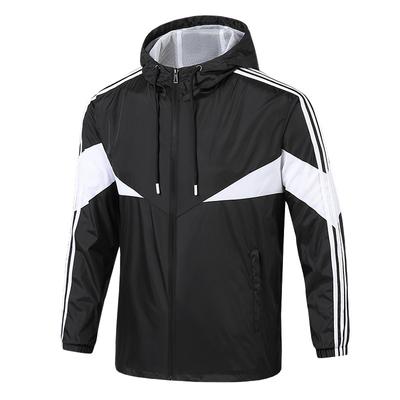 Herren Casual Sports Windbreaker für Frühling und Herbst, Dünnes Design mit drei Streifen, Lockere Passform, Übergröße, Kapuzenjacke, Cardigan-Jacke