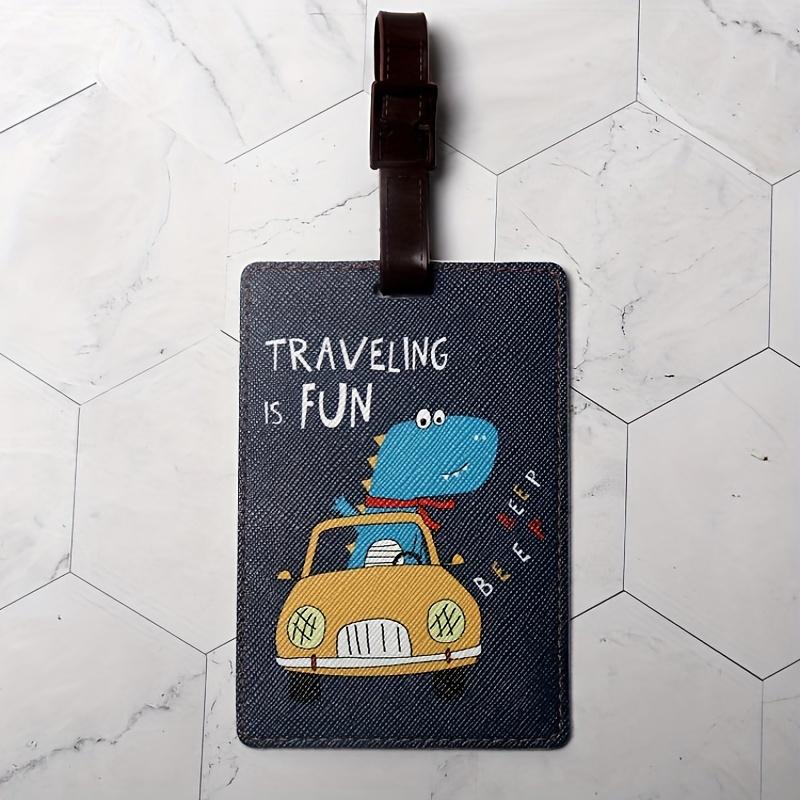 1pc Cartoon Dinosaur Luggage Tag – Cute Animal Travel Boarding Pass Holder, Luggage Check-in Tag