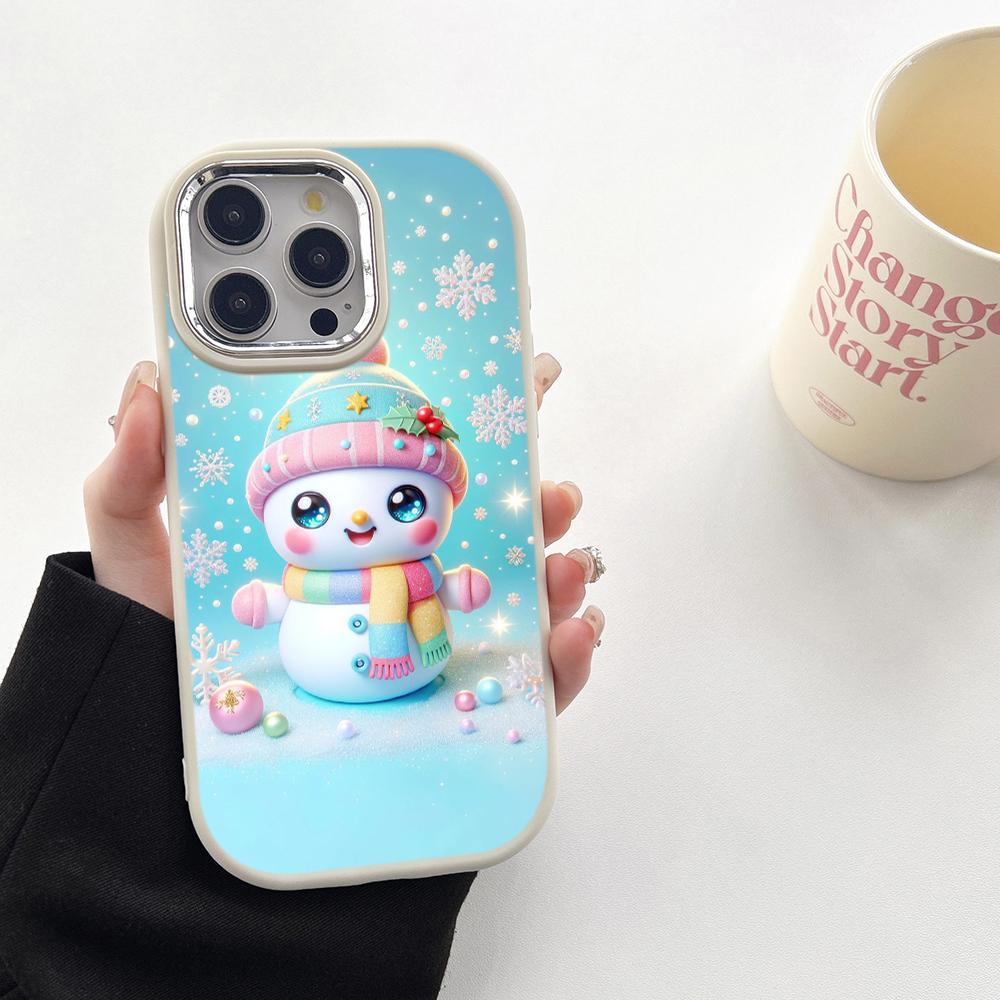 N104 Christmas Happy New Year Soft Phone Cases for Samsung S24 S23 Plus A15 A12 A35 A54 Infinix Hot40i Tecno Plating Frame Camera Protector Back Cover