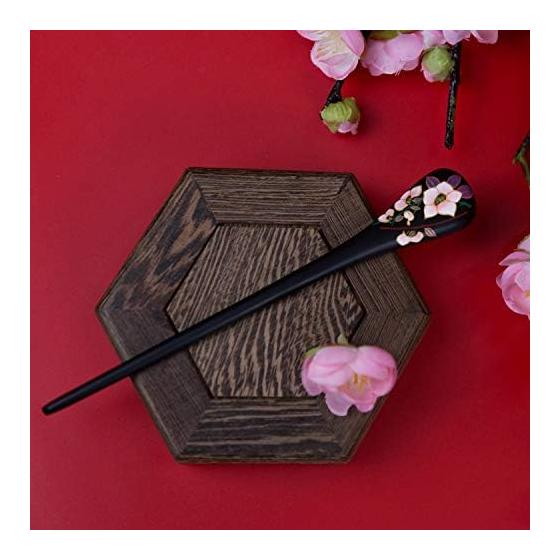TAN MUJIANG Wooden Hairpin Lacquerware Hairpin - Fragrance (Black) / With Case Size: 170*24*7mm Material: Water Boxwood
