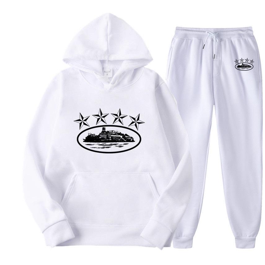 Corteiz Modny Luźny Zestaw Bluza Streetwear - Unisex Casualowy Styl Hip Hopowy Amerykański na Jesień