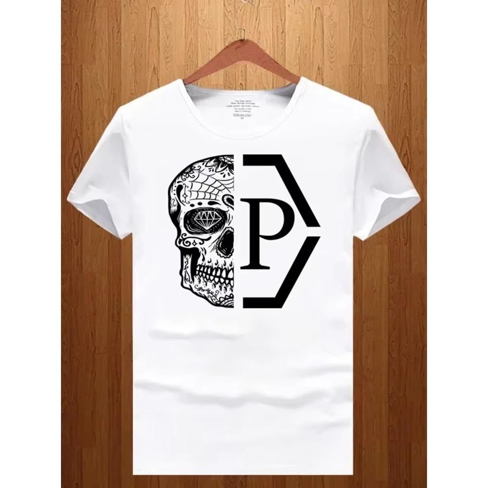 Zomer Trend Half-Skull T-Shirt Graffiti Brief Print Korte Mouw High Street Style Casual Losse Shirt Mannen Vrouwen Katoenen Top