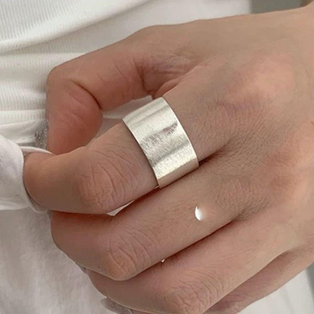 925 Sterling Silver Simple Ring For Women Fine Jewelry Finger Adjustable Open Vintage Shinning Wide Ring For Party Birthday Gift