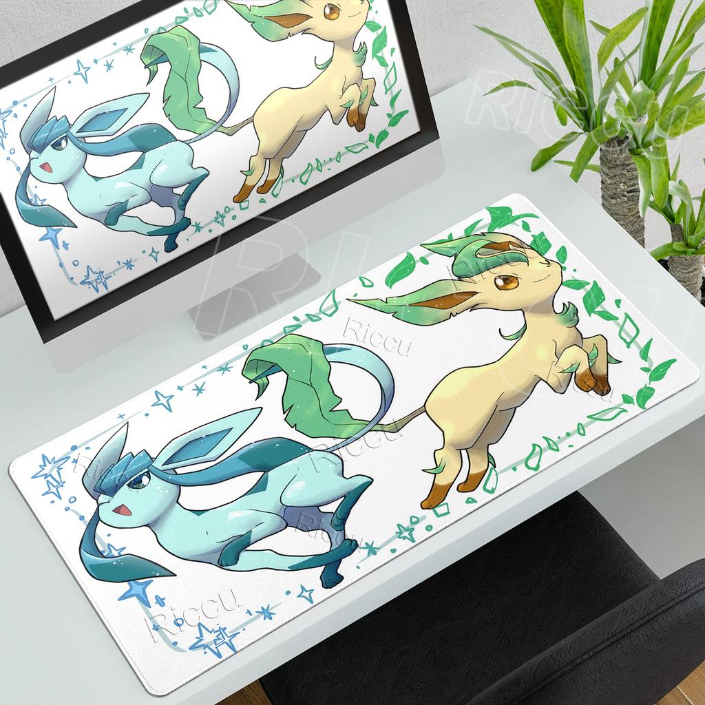 Anime Pokemon Mouse Pad Eevee Glaceon PC Cabinet Mousepad Gamer Keyboard Tablepad E-Sports Desk Accessories Gaming Extended Mat