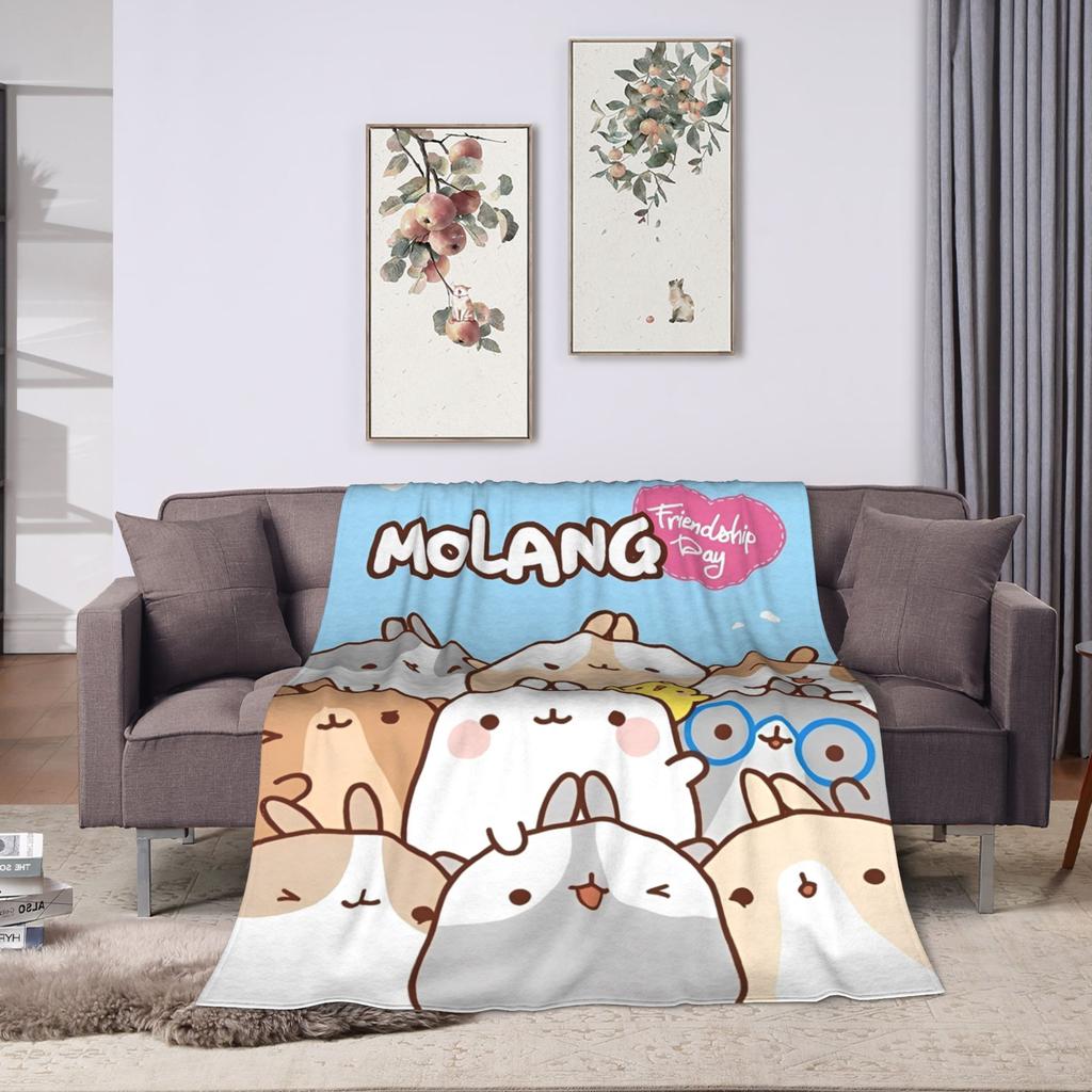 Cute Anime M-Molangs Blanket Fleece Spring Autumn Portable Ultra-Soft Throw Blankets for Home Office Bedspread