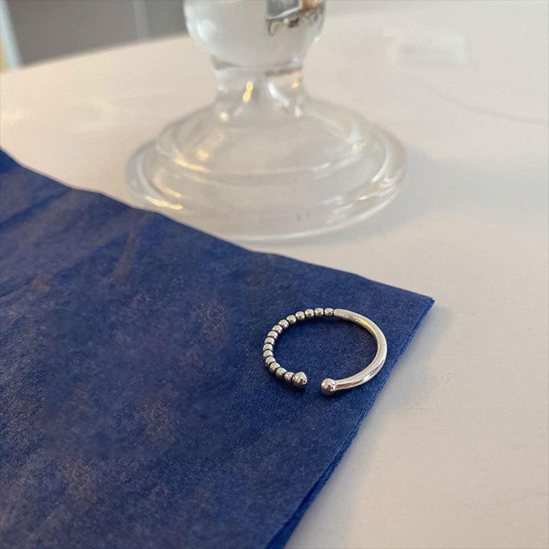 South Korea Dongdaemun Double-Layer Ball Ring: S925 Sterling Silver, Fashionable Design for Women
