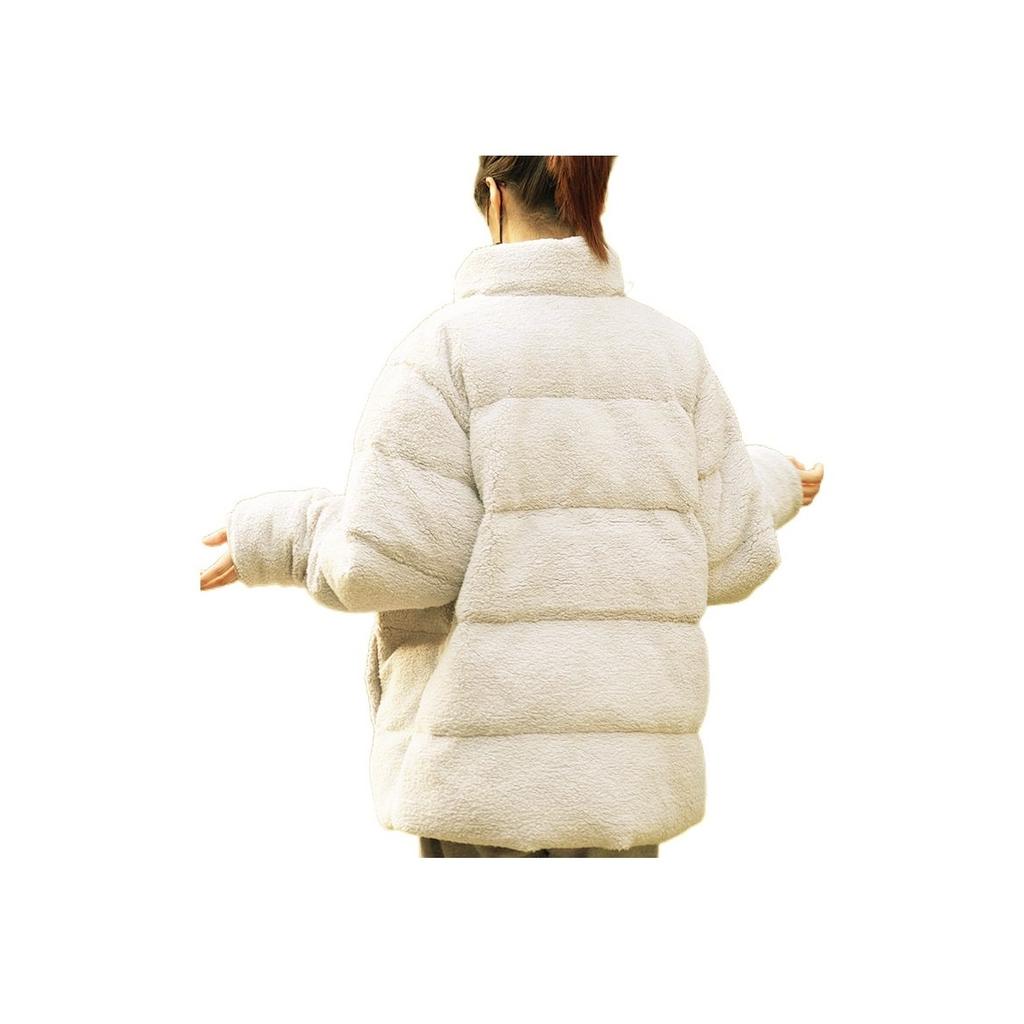 Puma Chaqueta polar unisex de color sólido con bordado de logo, cuello alto y cremallera, prenda exterior blanca 929827-01