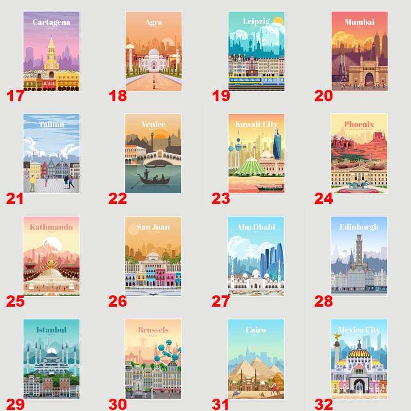 World Travel Minimalist  Posters New York London Paris City Poster White Paper Print Wall Art Decoration Picture Home Cafe Decor