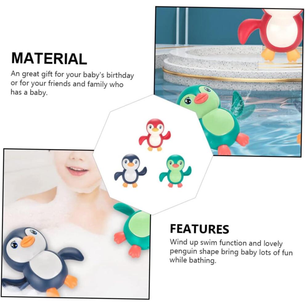 3pcs Bath Toys Wind Up Swimming Penguin Battery Floating Fun for Kids and Toddlers