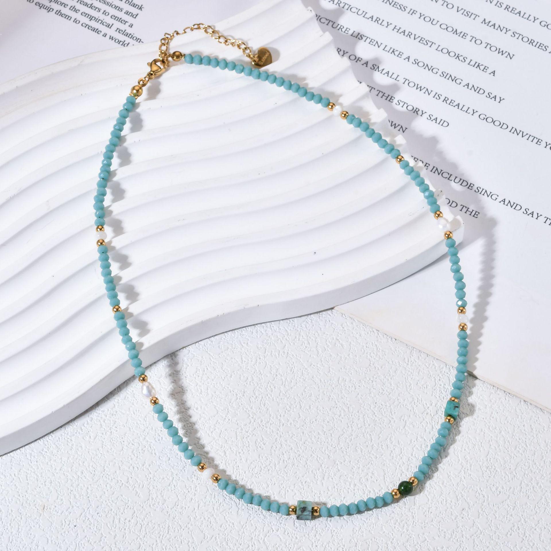 Summer Dopamine Glass Beaded Necklace: High-End Shell & Crystal Clavicle Chain for Women