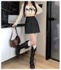 Women's Matte PU Leather Mini Skirt, High Waist A-Line, Slim Fit, Anti-Exposure, Autumn/Winter 2026 Style