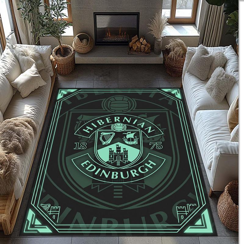 Hibernian FC Fußballmuster Weicher Teppich Rutschfeste Indoor-Bodenmatte Sportdekorationsmatte für Schlafzimmer