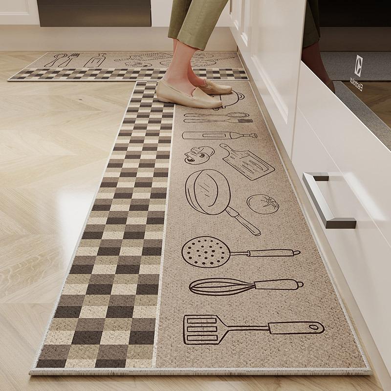 Mat for Kitchen Carpet TPR Anti-slip Long Carpets Gray Foot Mats Runner Rug Dustproof Floor Mat Home Decoration Rugs